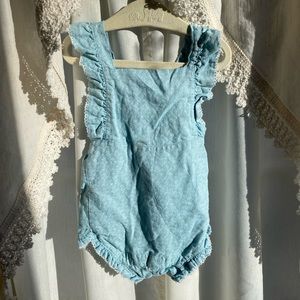 Janie and Jack light blue ruffle romper 6-12 months